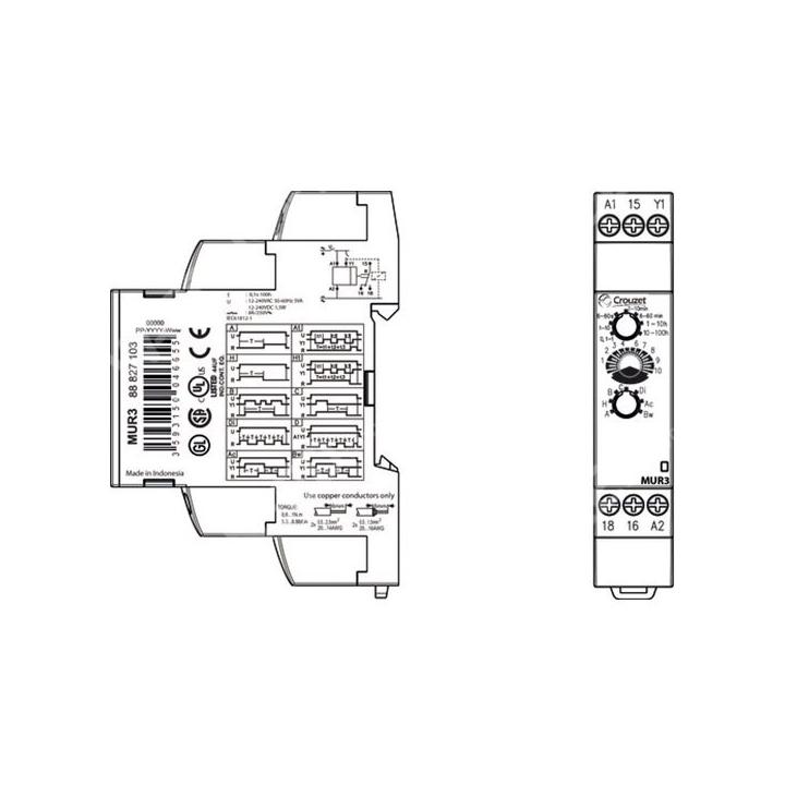 8A timer relay - Crouzet MUR3
