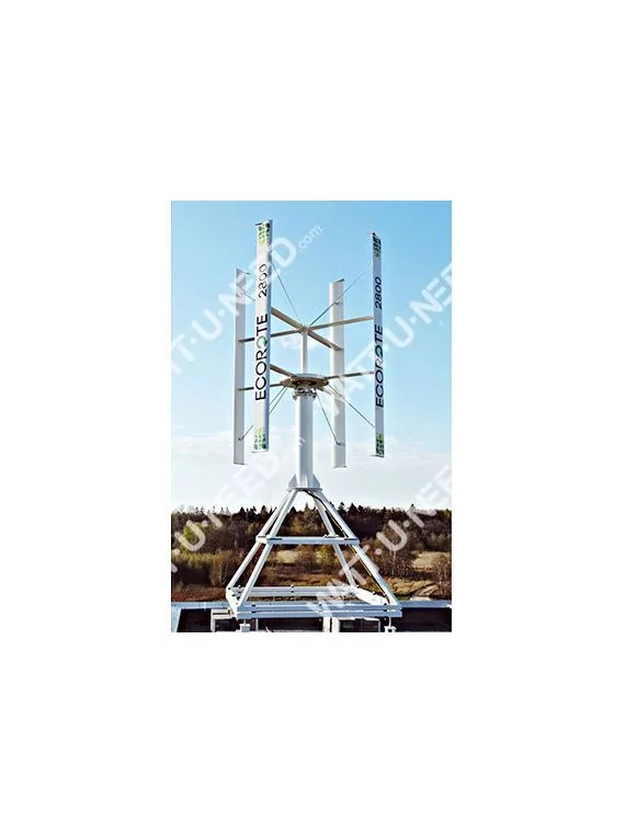 Mástil de viento ecorote con estructura plana de techo con balastos