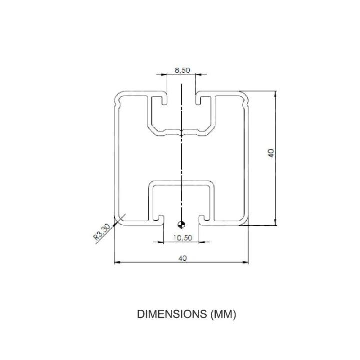 Aluminum rail for mounting solar panels (35mm x 40mm)