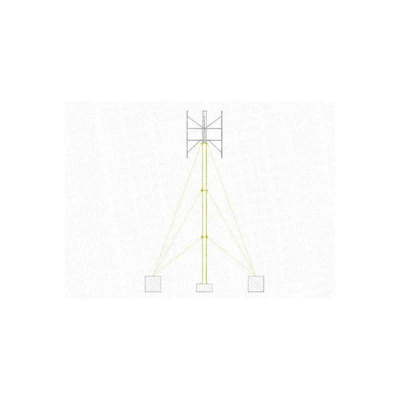 Ecorote wind mast with flat roof structure with ballasts