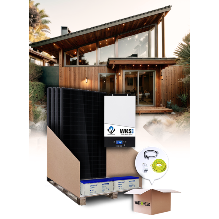 Kit autoconsommation 4 panneaux 3kVA 24V avec stockage plomb/gel