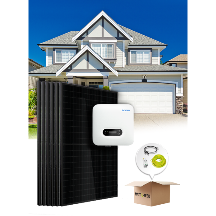 Kit 6 tot 10 panelen, zelfverbruik / herinjectie 3kVa Sofar zonder ops