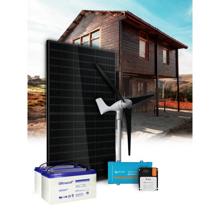 Kit 1 Panel 500VA mit Windrad und Speicher