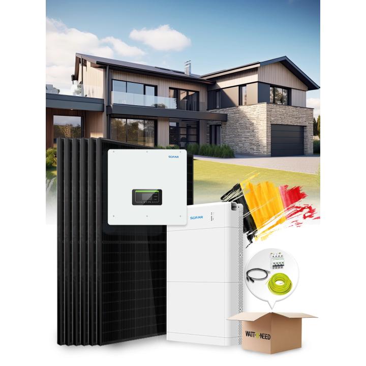 Kit autoconsommation / réinjection 25 panneaux 10 kVa avec stockage et installation en Belgique