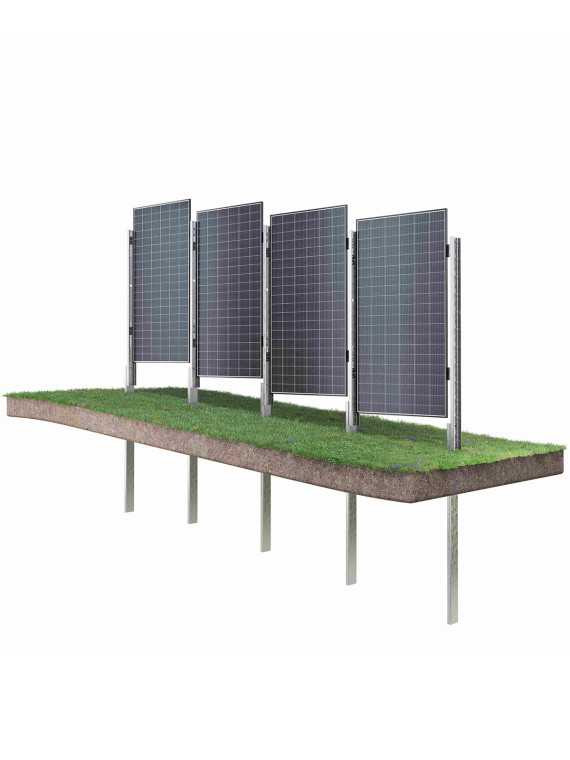 Clôture solaire WS-A10P - Système de fixation au sol vertical
