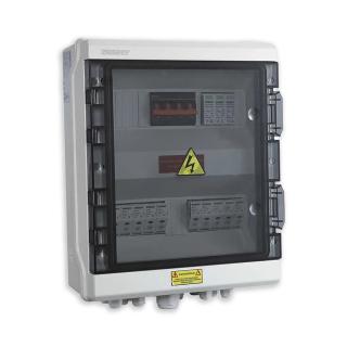 Caja de conexión en paralelo con 5 entradas, pararrayos y seccionador + 2 m de cable de 16².