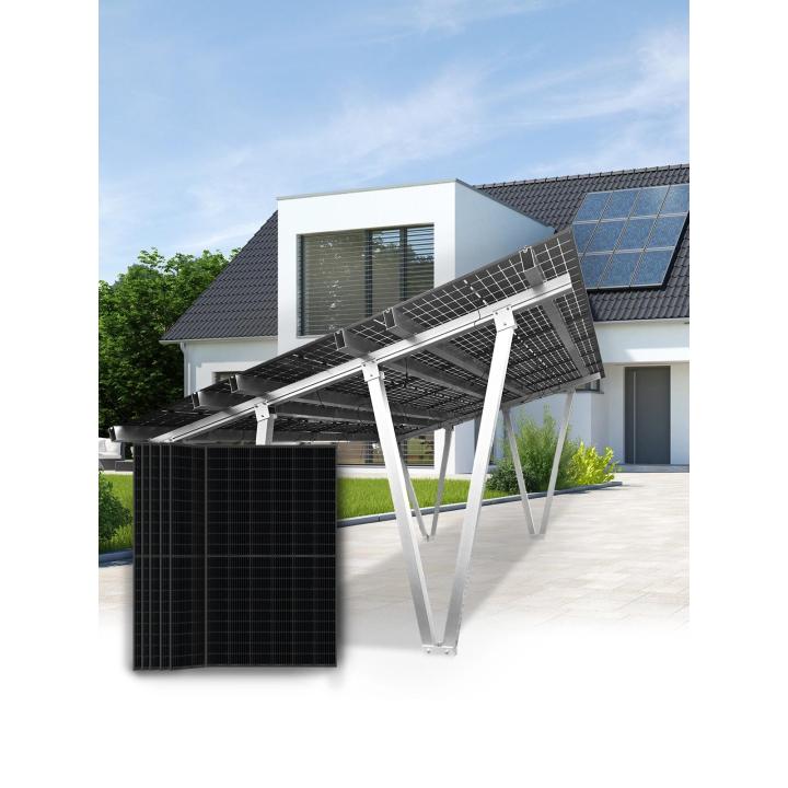 Carport photovoltaïque aluminium + 15 panneaux solaires 450Wc