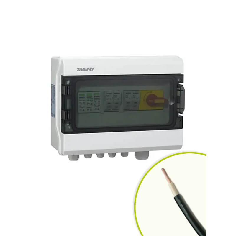 ZJBENY DC double lightning arrester 2 inputs and 1 output 1000V 32A + 2m 10² cable