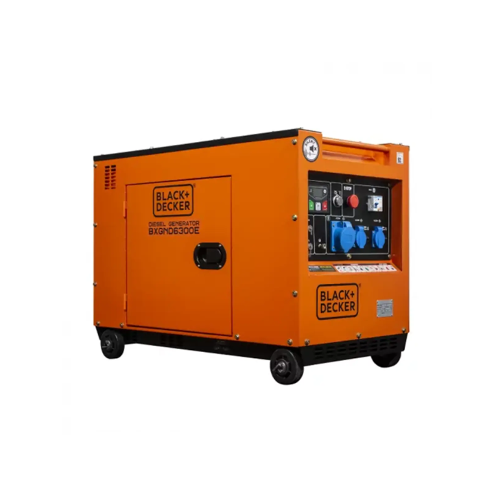 Black+Decker Generador Diesel 6,3kVA Full Power 230V Insonorizado BXGND6300E