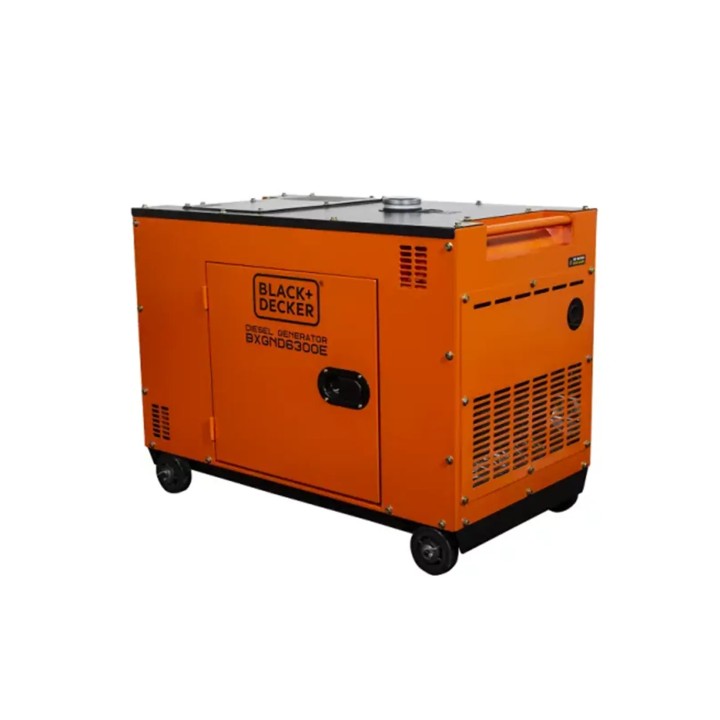 Black+Decker Dieselgenerator 6,3kVA Volledig vermogen 230V Geluiddicht BXGND6300E