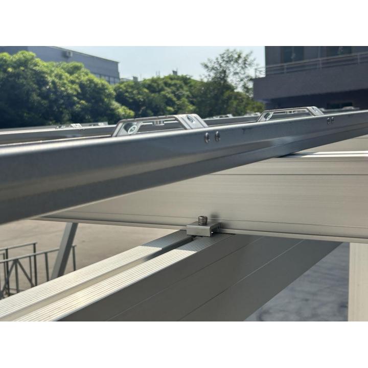 Aluminium solar carport with 15 panels – structure only for 2 cars