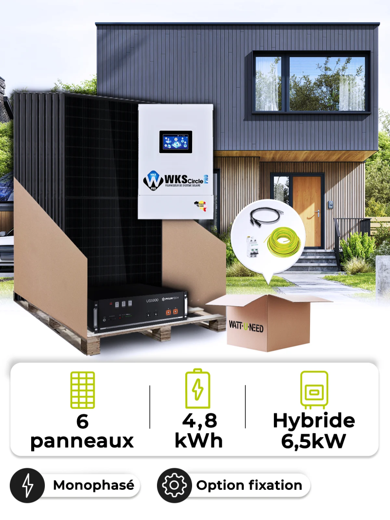 Kit Solaire Autoconsommation 2,7 kWc – Mono 6,5 kW – Batterie 4,80 kWh