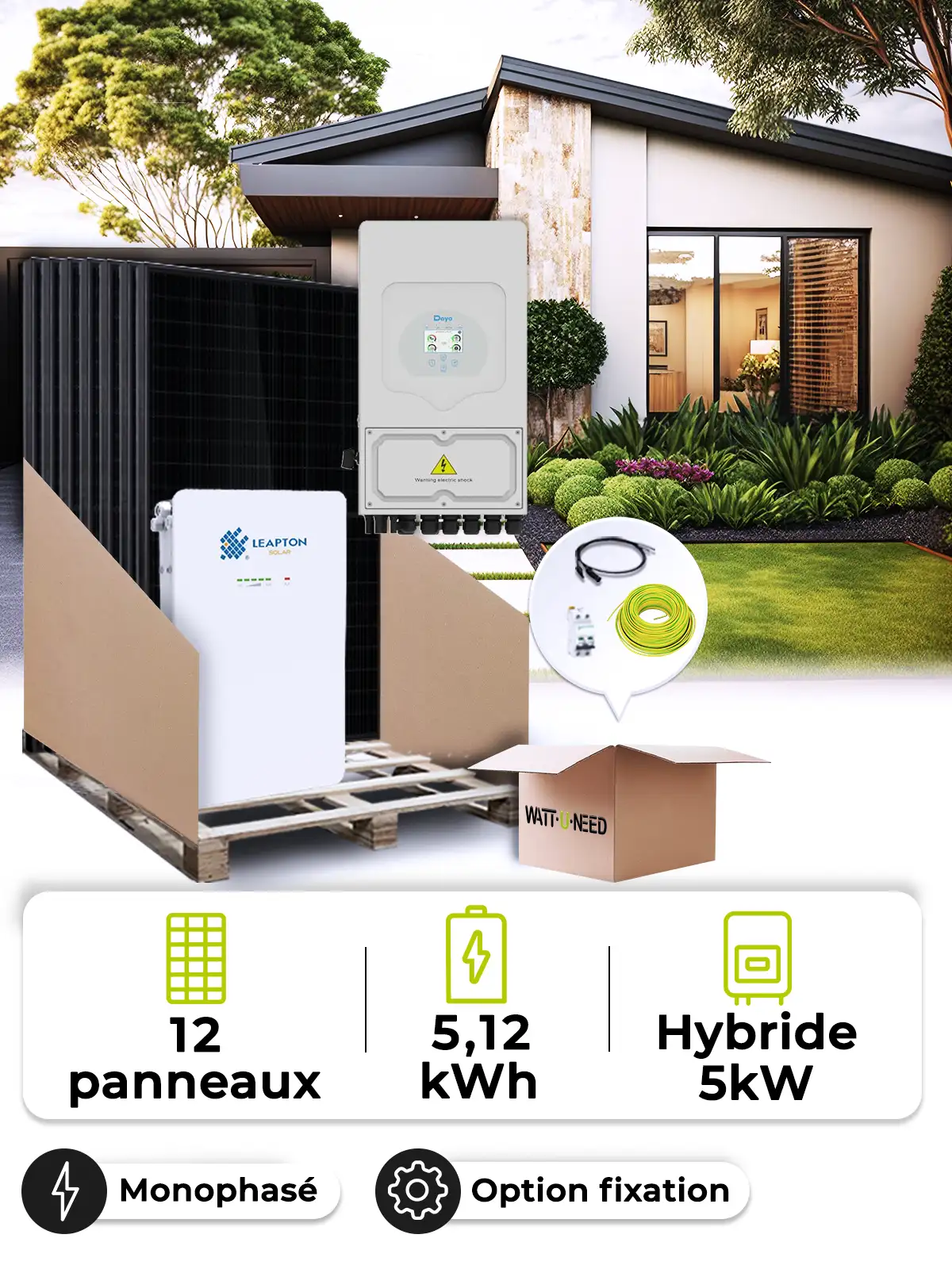 Zonne-energieset 5,4 kWp Mono 5 kW + batterij 5,12 kWh