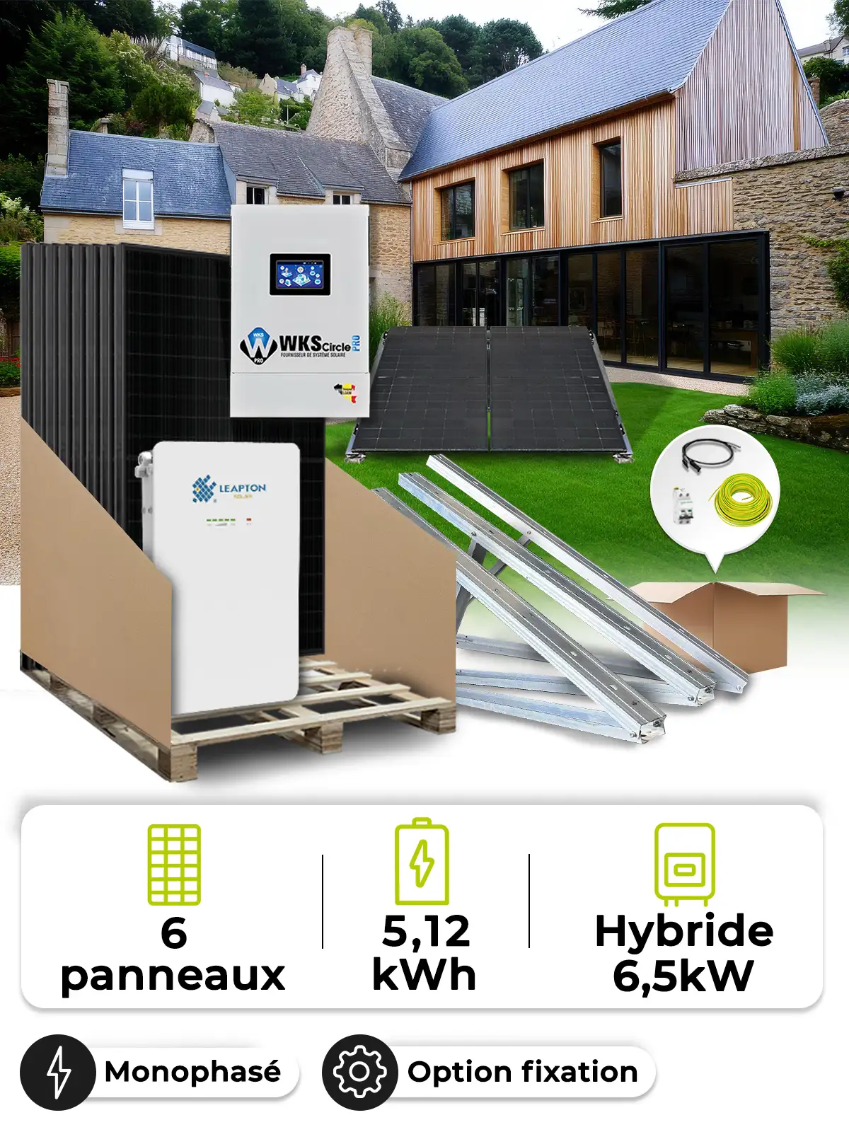 Kit Solaire 2,7kWc Mono 6,5kW + Batterie 5,12kWh