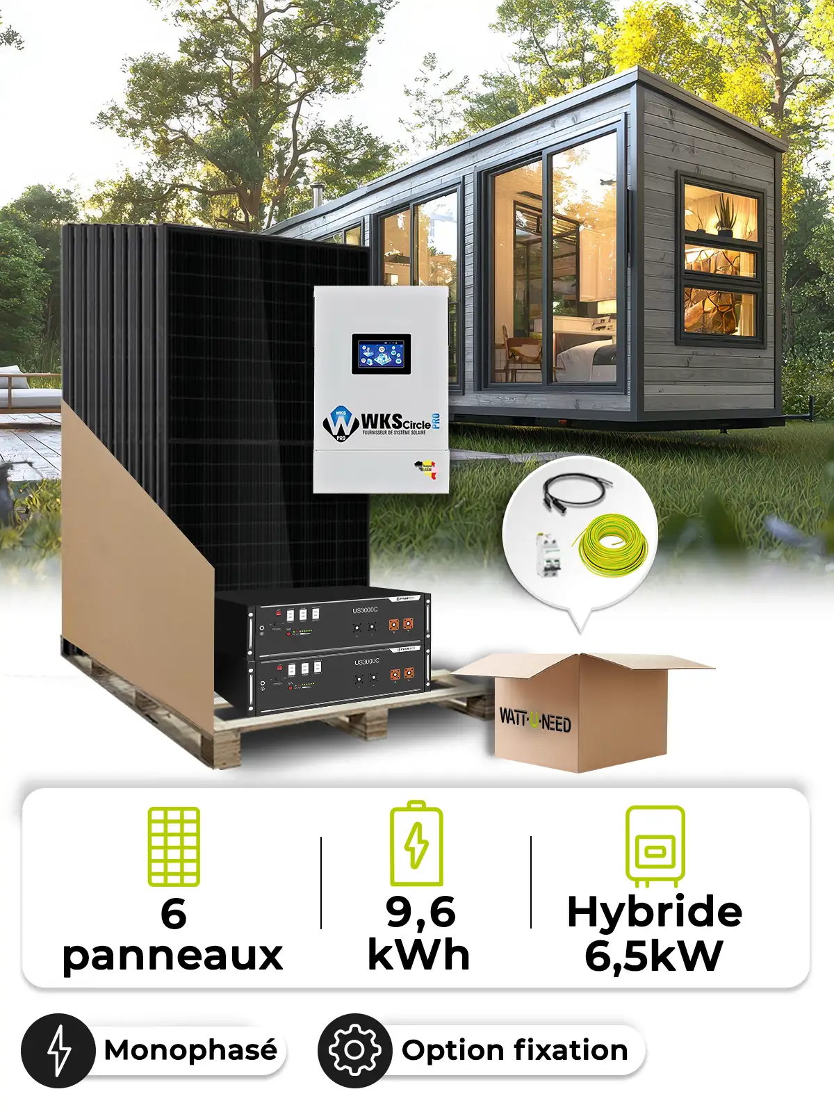 Kit Solaire Tiny House 2,7kWc Mono 6,5kW + Batterie 4,8kWh