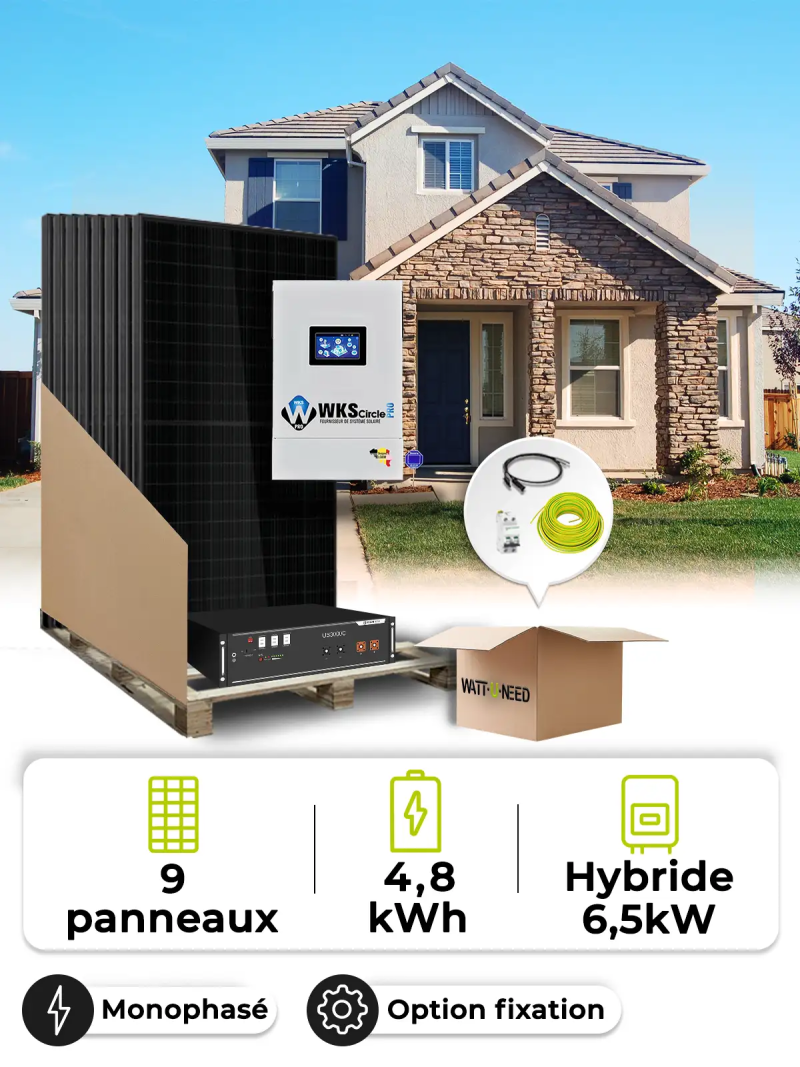 Kit solar para autoconsumo 4,1 kWp – Mono 6,5 kW – Batería 4,80 kWh
