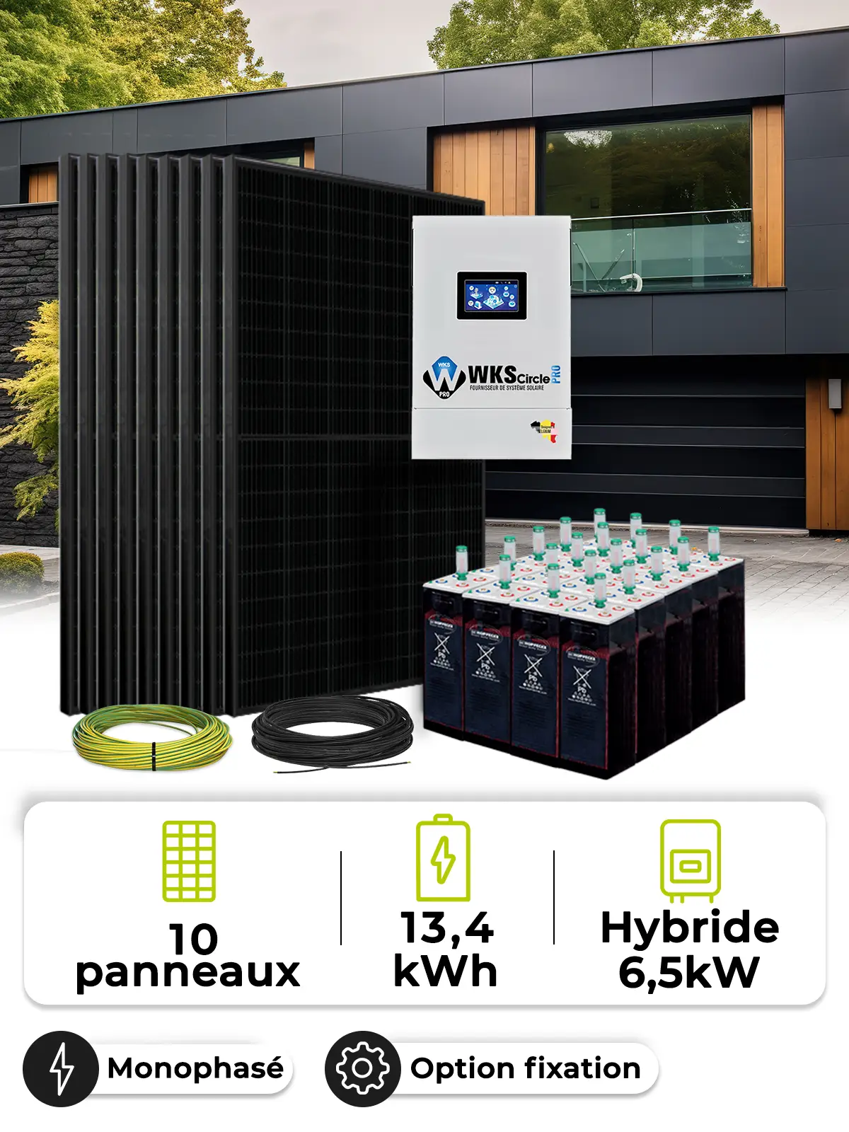Kit Solaire Autoconsommation 4,5 kWc – Mono 5 kW – Batterie OPzS