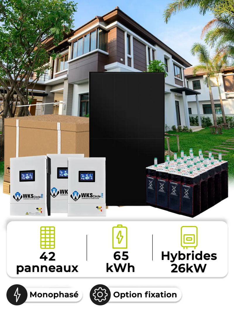 Kit Solaire Autoconsommation 18,9 kWc – Mono 20 kW – Batterie OPzS 65 kWh