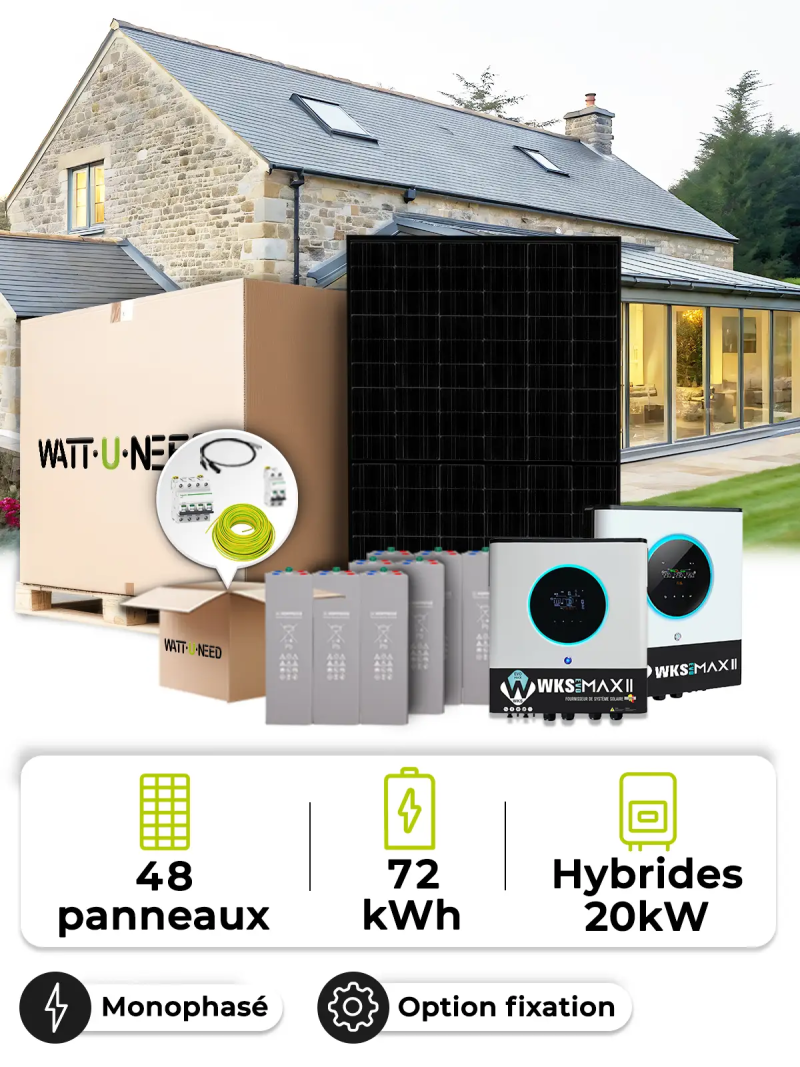 Kit Solaire Site Isolé 18,0 kWc – Mono 20 kW – Batterie OPzV 72 kWh
