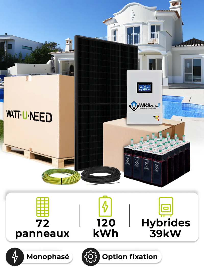 Kit Solaire Autoconsommation 32,4 kWc – Mono 30 kW – Batterie OPzS 120 kWh