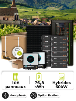 Kit solar Tiny Village 48,6 kWp – Mono 60 kW – Batería 76,80 kWh