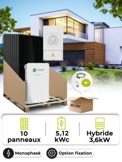 Kit solar de autoconsumo 4,5 kWp – Mono 3,6 kW – Batería 5,12 kWh