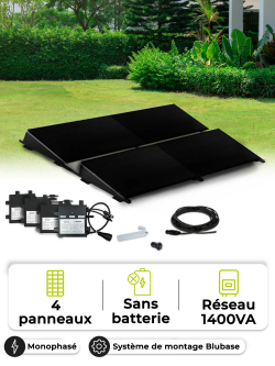 1.8 kWp Solar Kit for Self-Consumption / Grid Feed-in – Mono 1.4 kVA – without storage – BluBase Connect