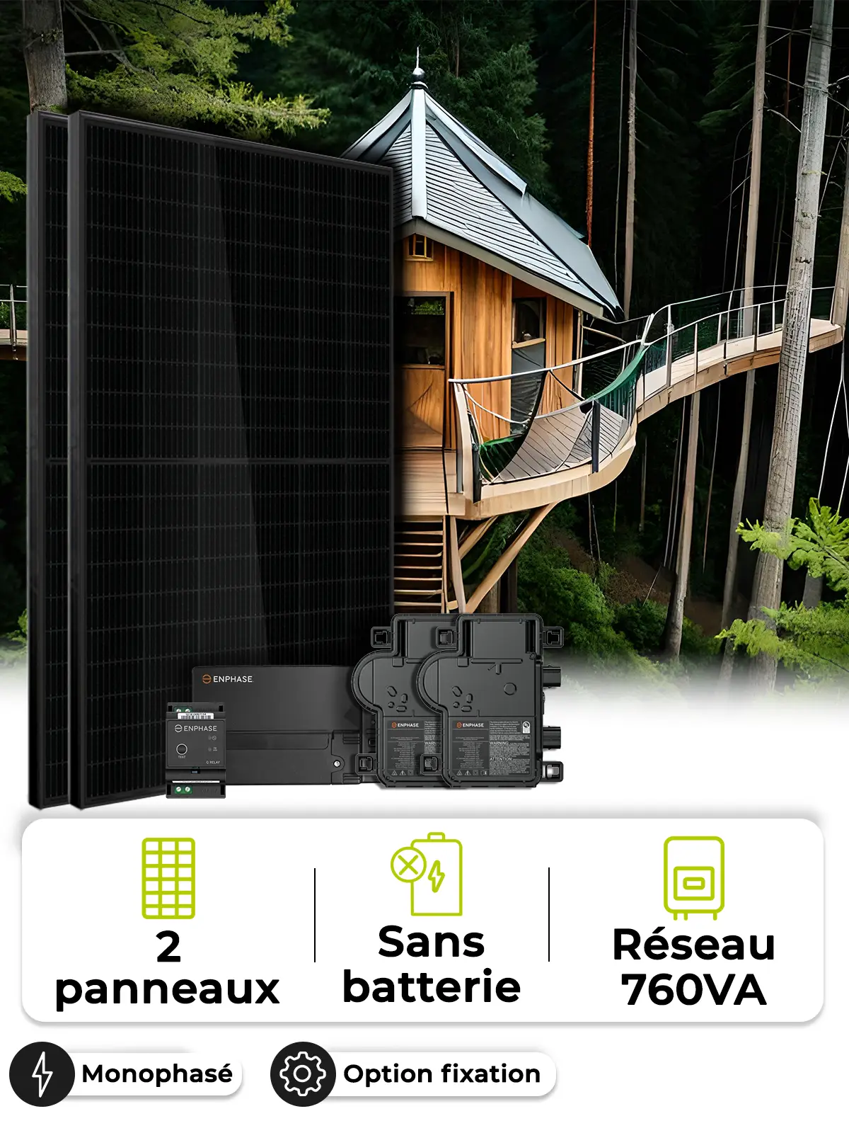 Kit 2 panneaux enphase autoconsommation-réinjection sans stockage