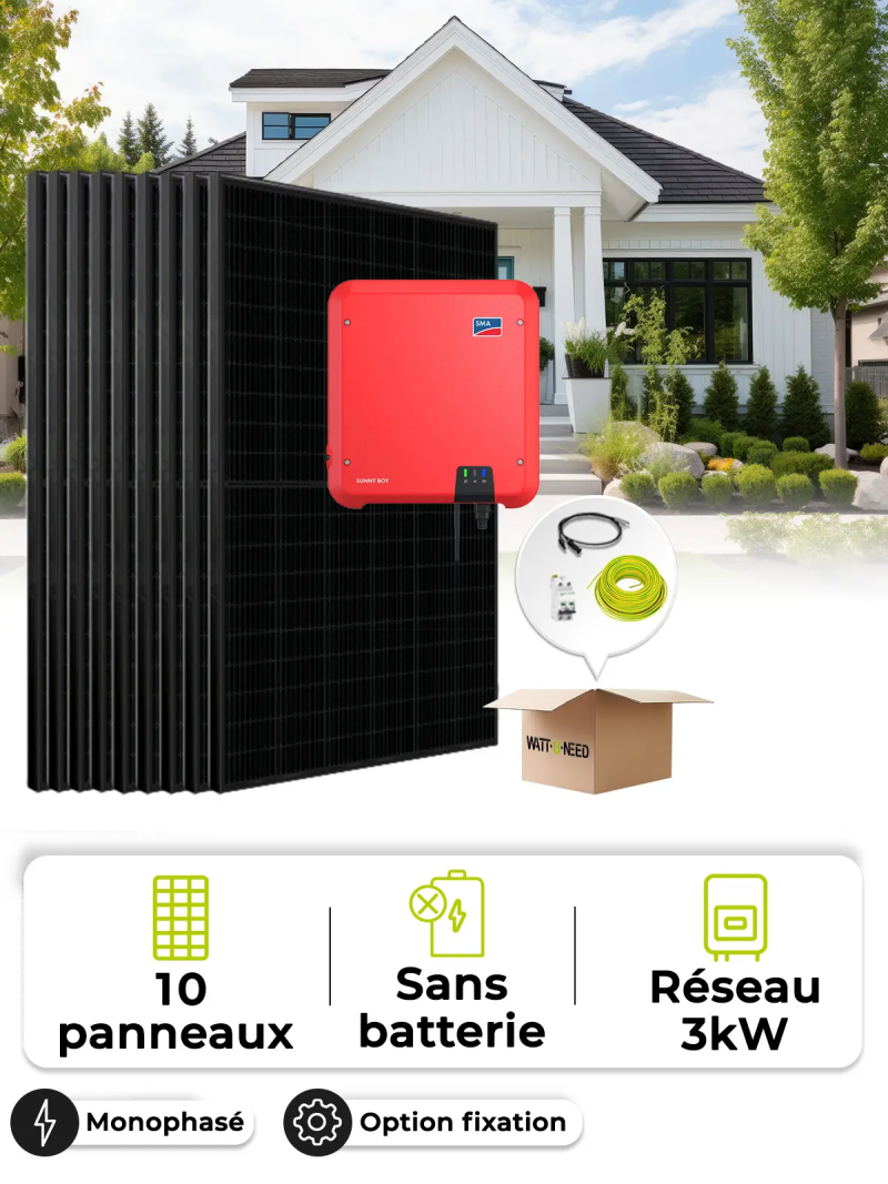 Kit solar para autoconsumo/reinyección 4,5 kWp – Mono 3,0 kVA – sin almacenamiento