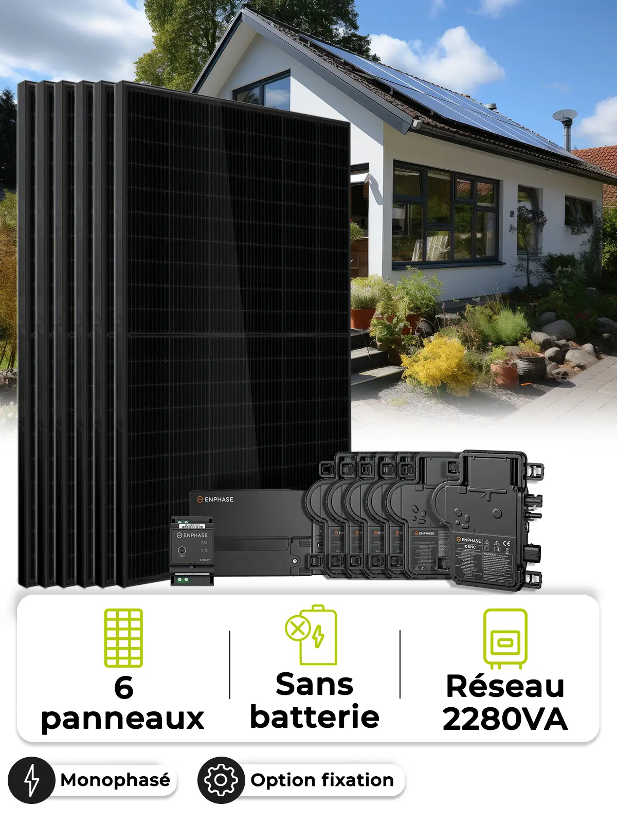 Kit de 6 paneles Enphase para autoconsumo/reinyección sin almacenamien