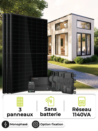 Kit 3 enphase self-consumption-reinjection panels without storage