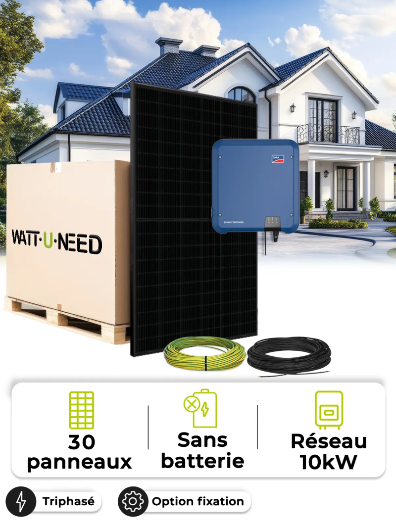 Kit Solaire Autoconsommation / Réinjection 13,5 kWc – Tri 10,0 kVA – sans stockage