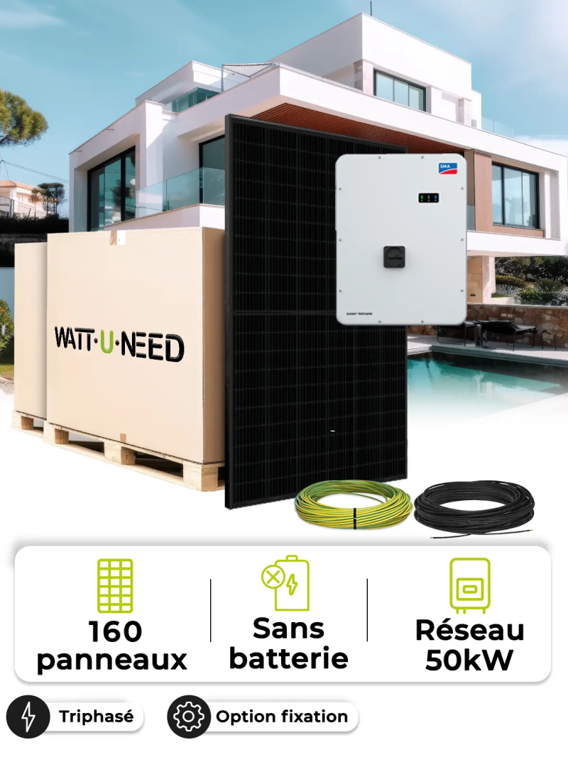 Kit solar para autoconsumo/reinyección 72,0 kWp – Tri 50,0 kVA – sin almacenamiento