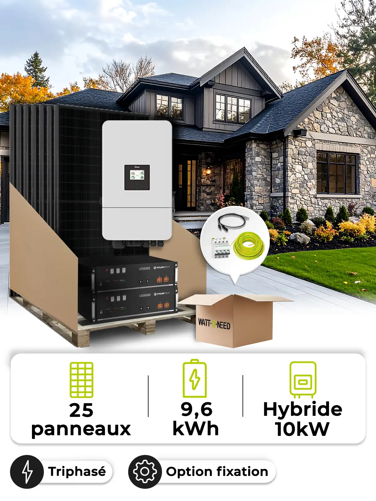 Kit solar 11,3 kWp Tri 10 kW + batería 9,6 kWh