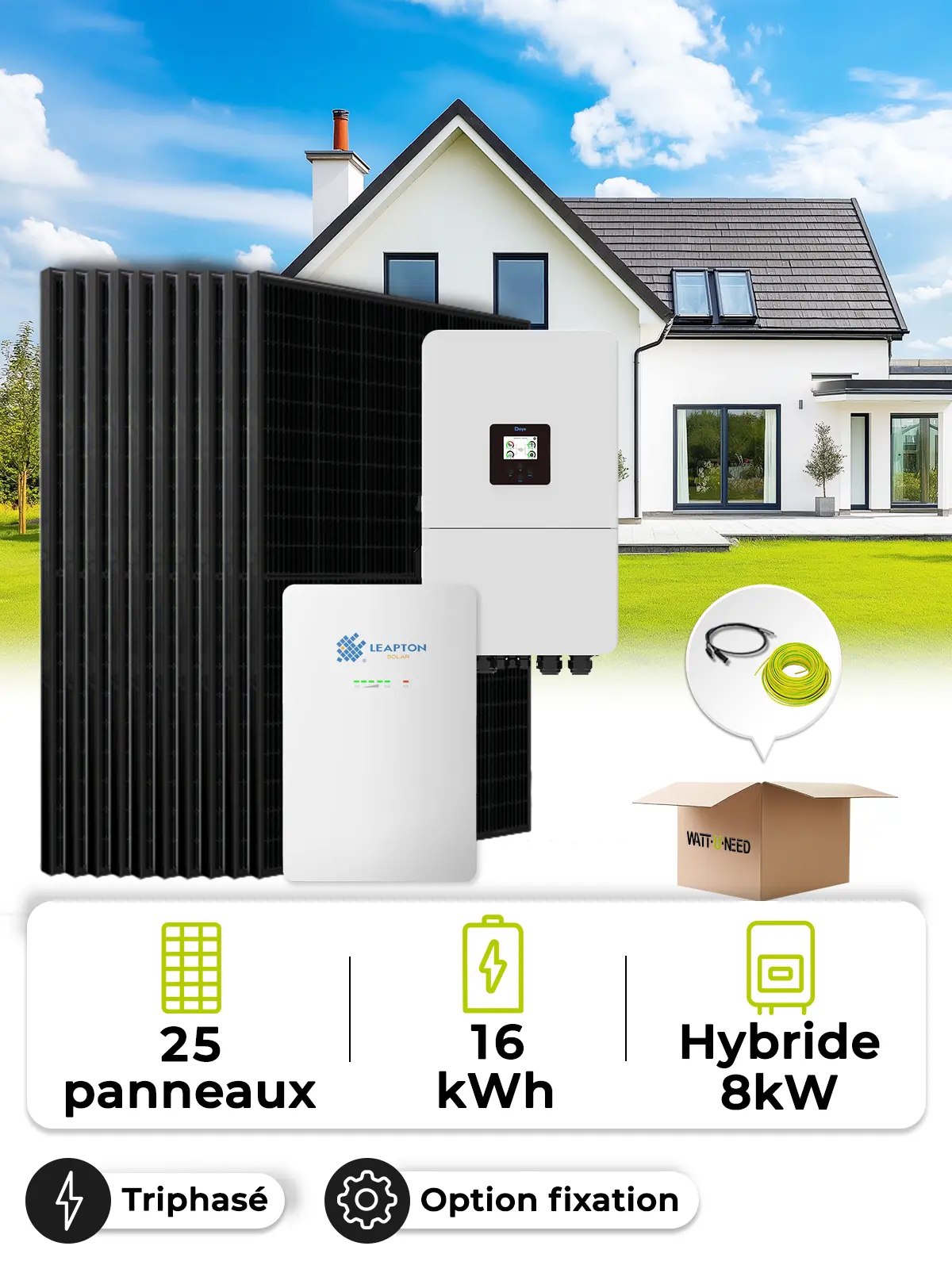 Kit solar para autoconsumo de 11,3 kWp – Inversor de 8 kW – Batería de 16 kWh