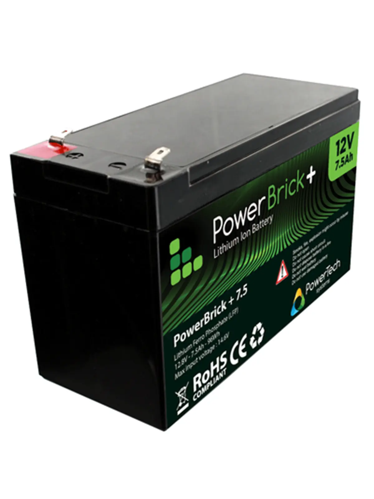 Batería de litio LiFePO4 0,10 kWh - PowerBrick+ PB+12/7,5 12,8 V 7,5 Ah – IP65
