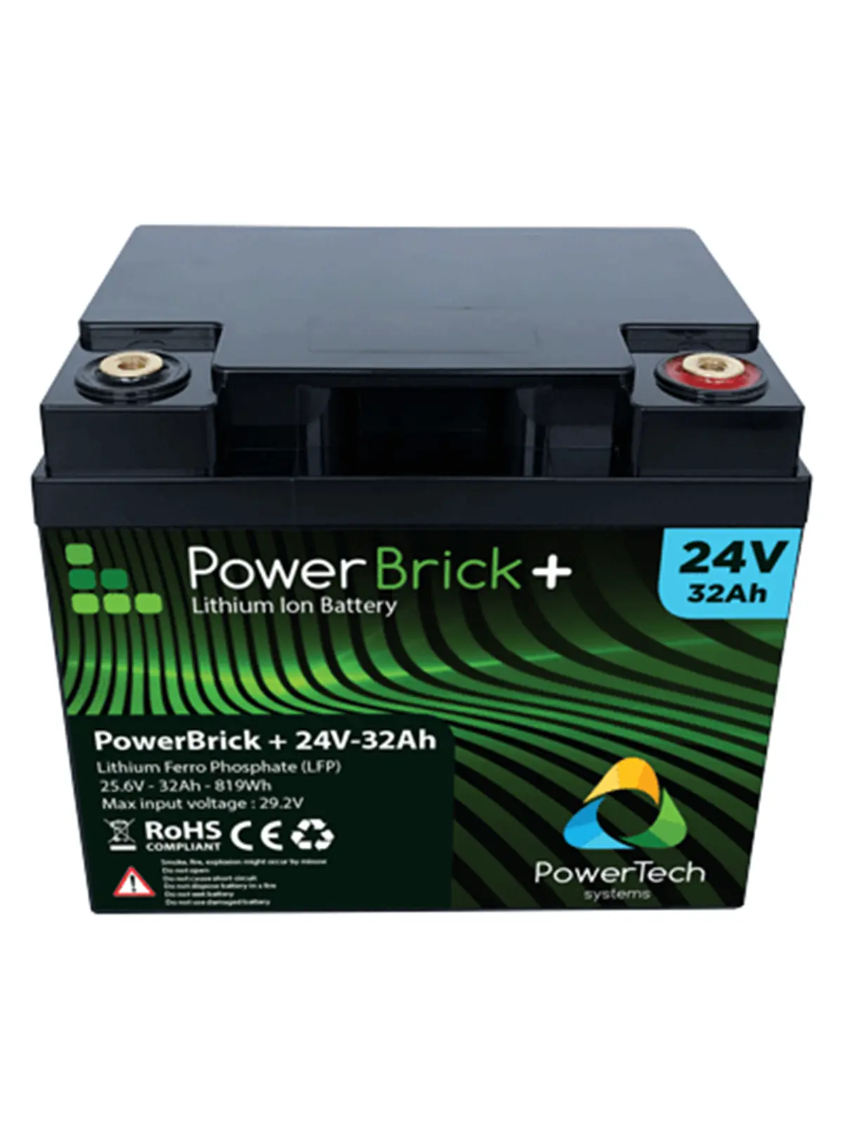 Lithium-Batterie LiFePO4 0,82 kWh – PowerBrick+ PB+24/32 25,6 V 32 Ah – IP65