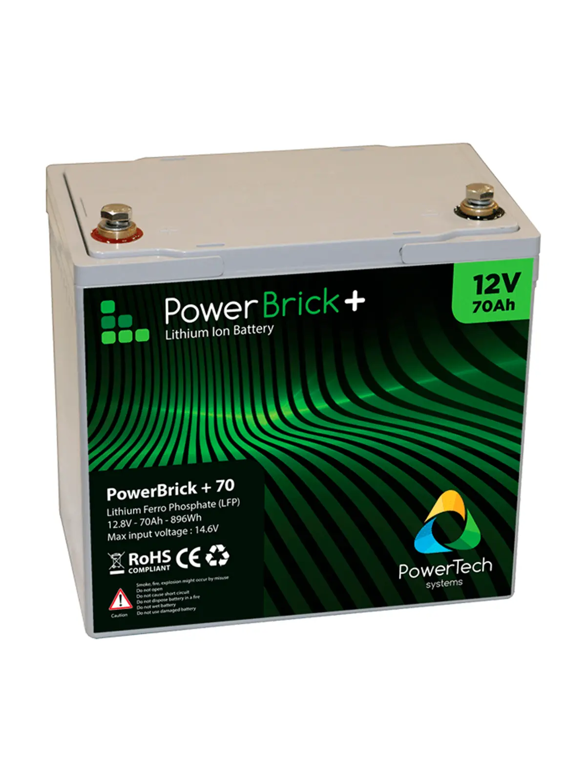 LiFePO4 lithium battery 0.90 kWh - PowerBrick+ PB+12/70 12.8 V 70 Ah – IP65