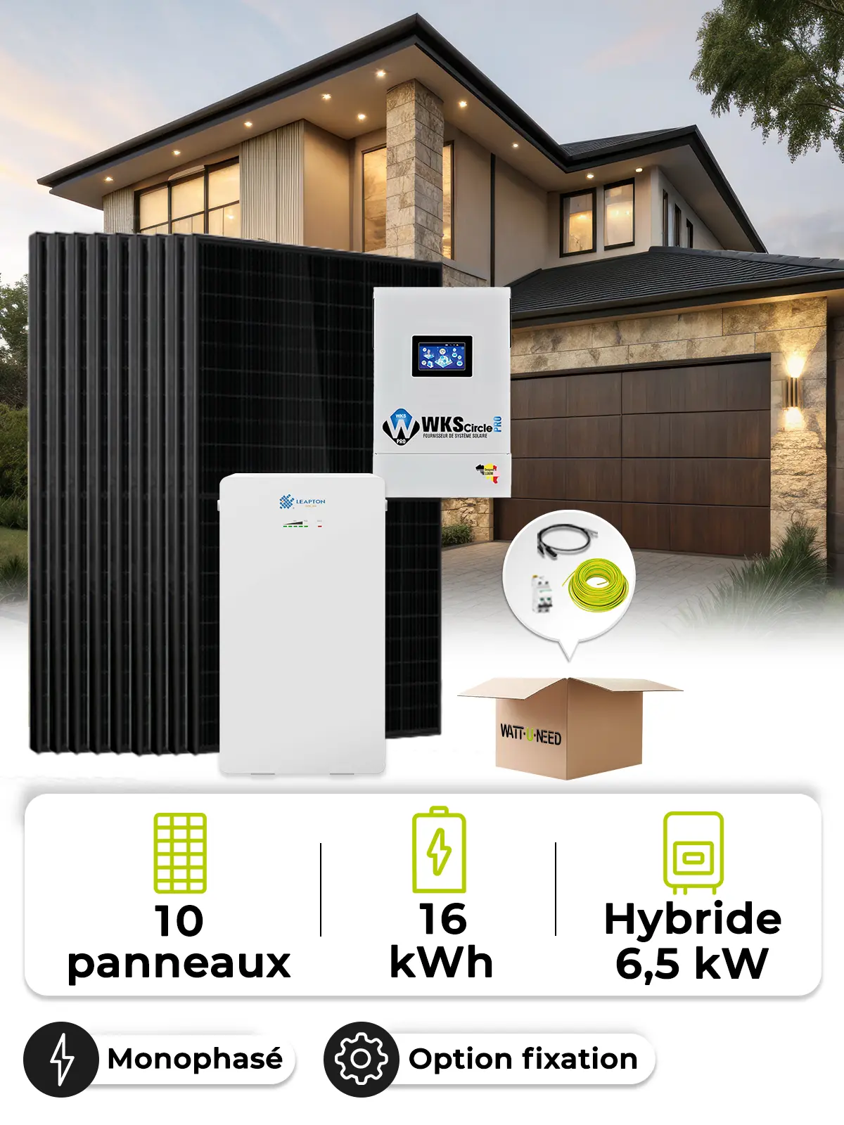 Kit Solaire Site Isolé 4,5 kWc – Mono 6,5 kW – Batterie 16,0 kWh