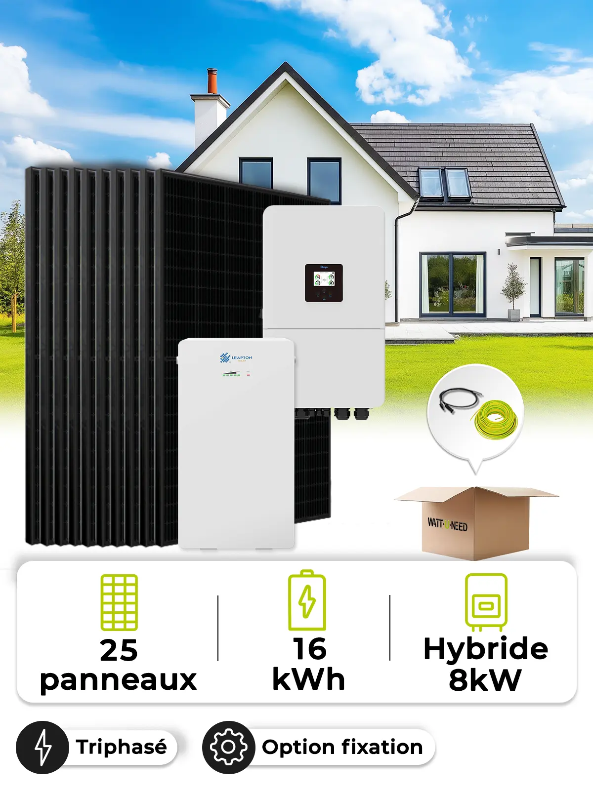 Solar-Set für Eigenverbrauch 11,3 kWp – Dreiphasig 8 kW – Batterie 16 kWh