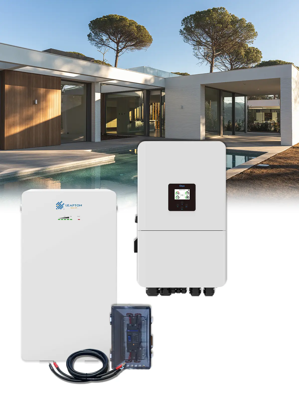 Deye-omvormerset 10 kW, 16 kWh-accu, zonne-energie