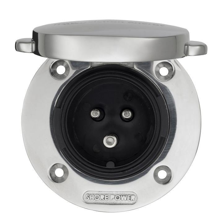 Flush-mounted socket for Victron shore power extension