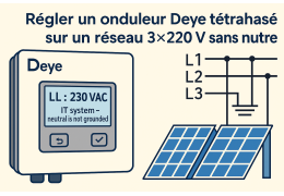 Comment régler un onduleur Deye tétraphasé sur un réseau 3x220V sans neutre